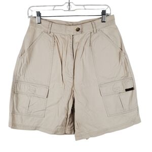 VINTAGE Woolrich Cargo Shorts Womens 10 Cotton Safari Khaki Beige‎ High Rise 80s